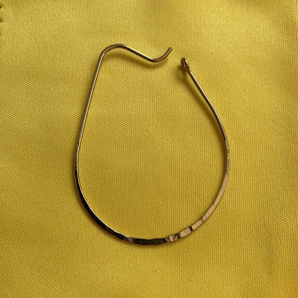 Anthropologie teardrop gold hammered wire hoops - Picture 3 of 5